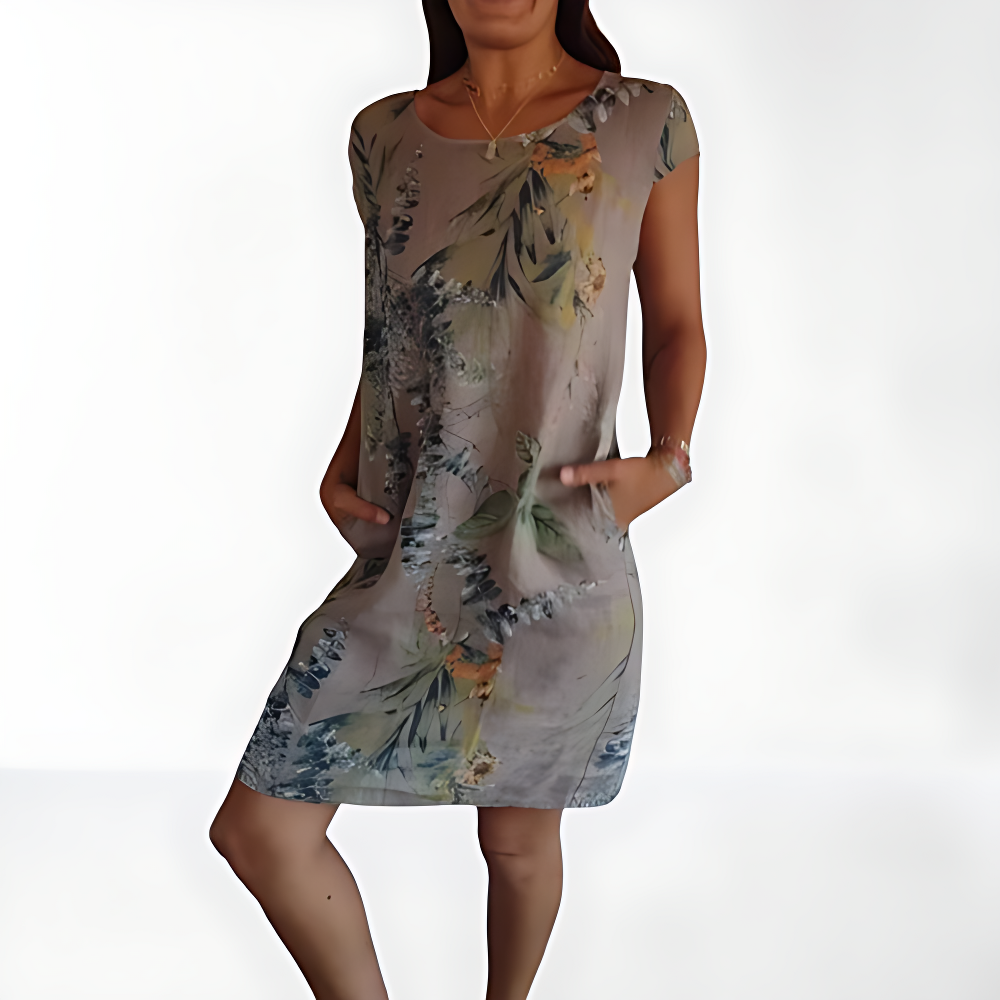 Vestido con escote redondo y estampado