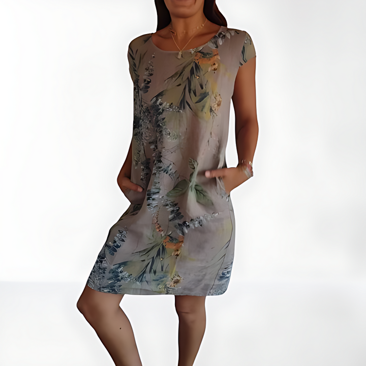 Vestido con escote redondo y estampado