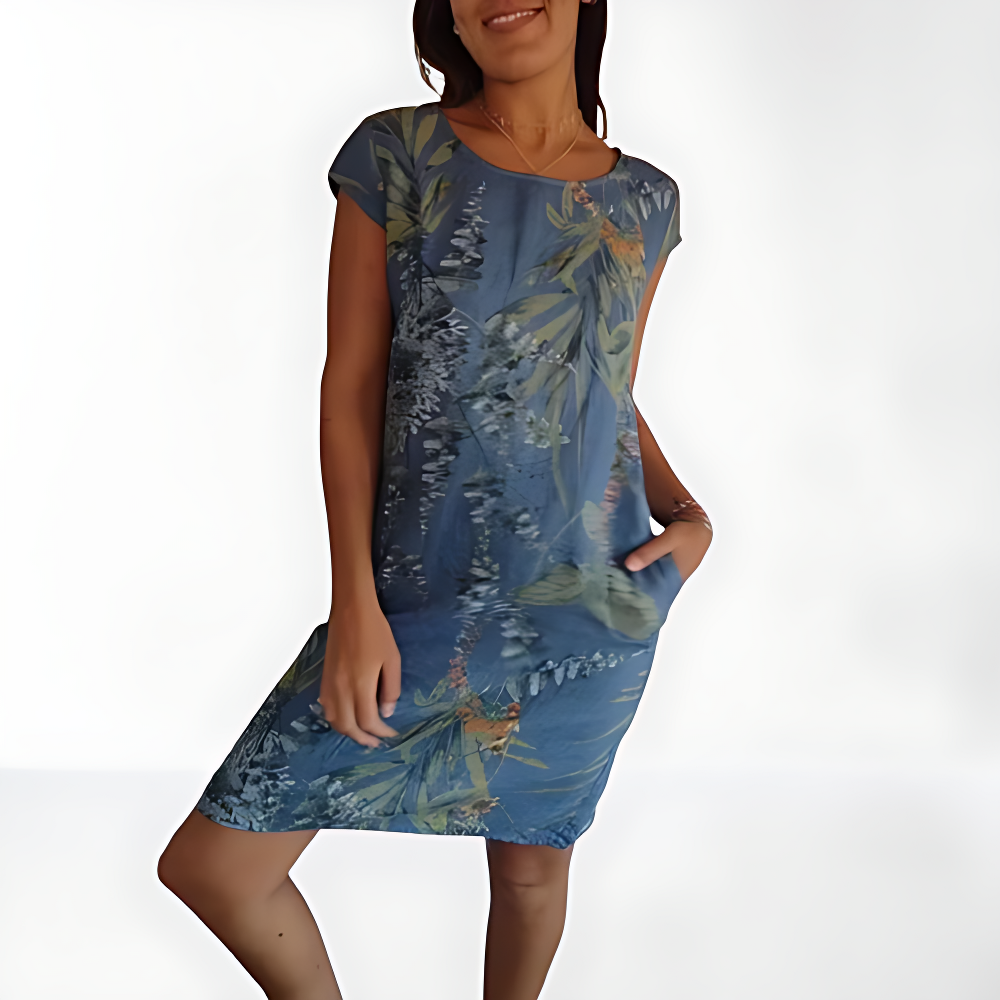 Vestido con escote redondo y estampado