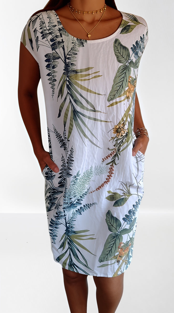 Vestido con escote redondo y estampado